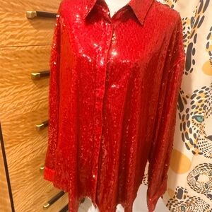 Akira Red Sequin Women's Top 2x